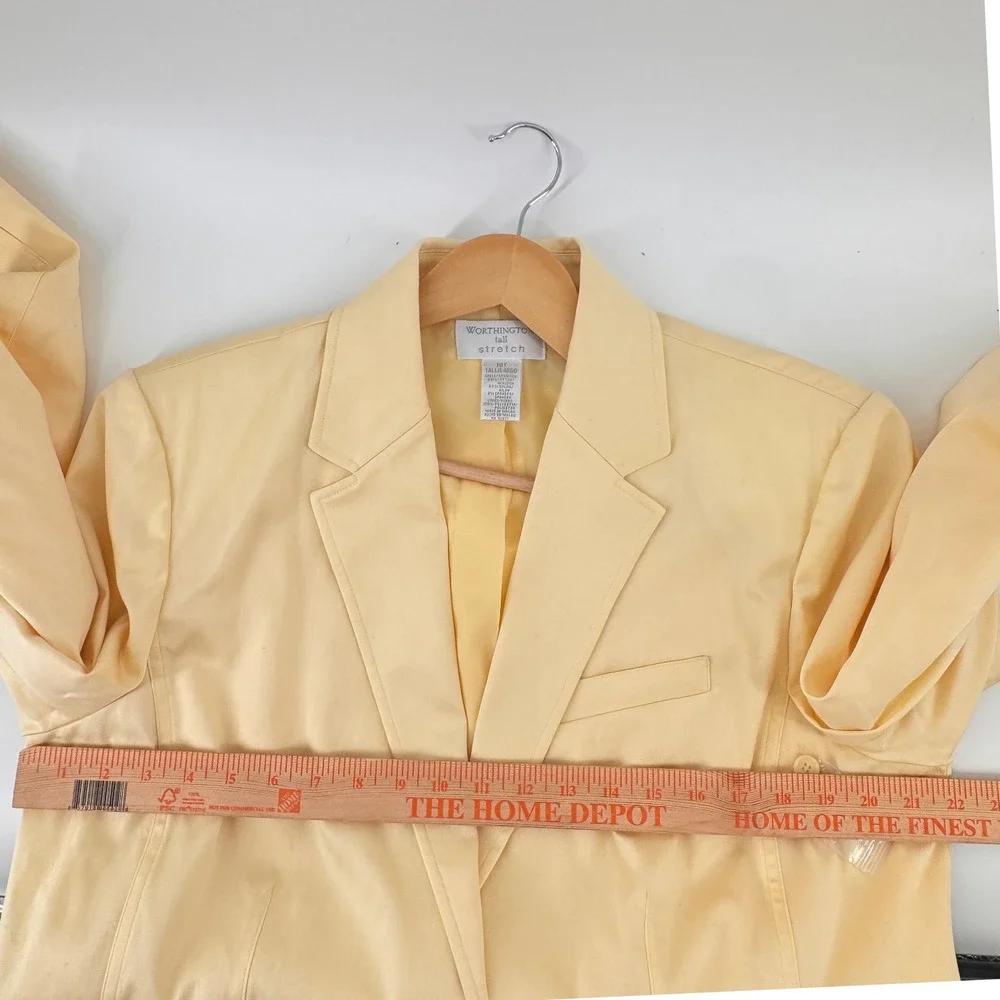 Tall Stretch Blazer Pastel Butter Yellow‎ Single Button Jacket Size 18T